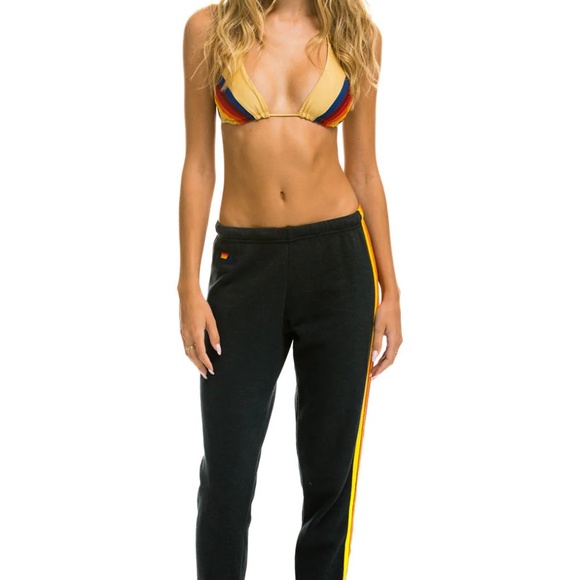 Aviator Nation 5 Stripe Sweatpant - Charcoal XL Unisex - Picture 2 of 5